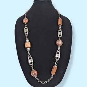 (2/$20) Vintage Wood Beaded Lock Necklace